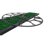 Asymmetrical wall clock, decorated with stabilized natural lichens, 65 x 16 cm